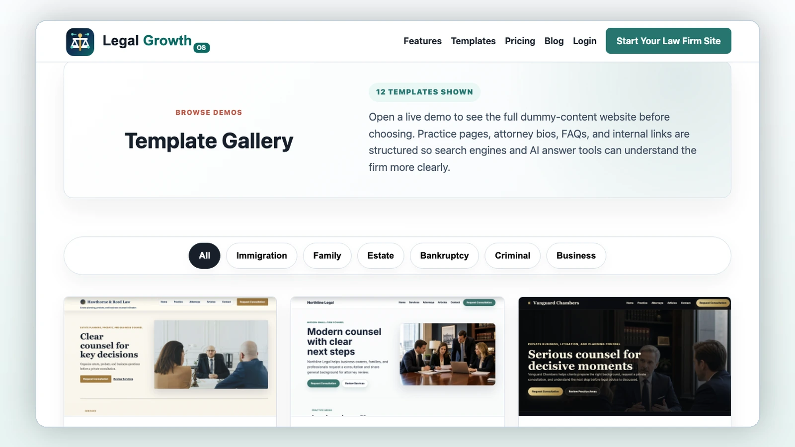 Horizontal law firm template preview displayed in a professional conference room