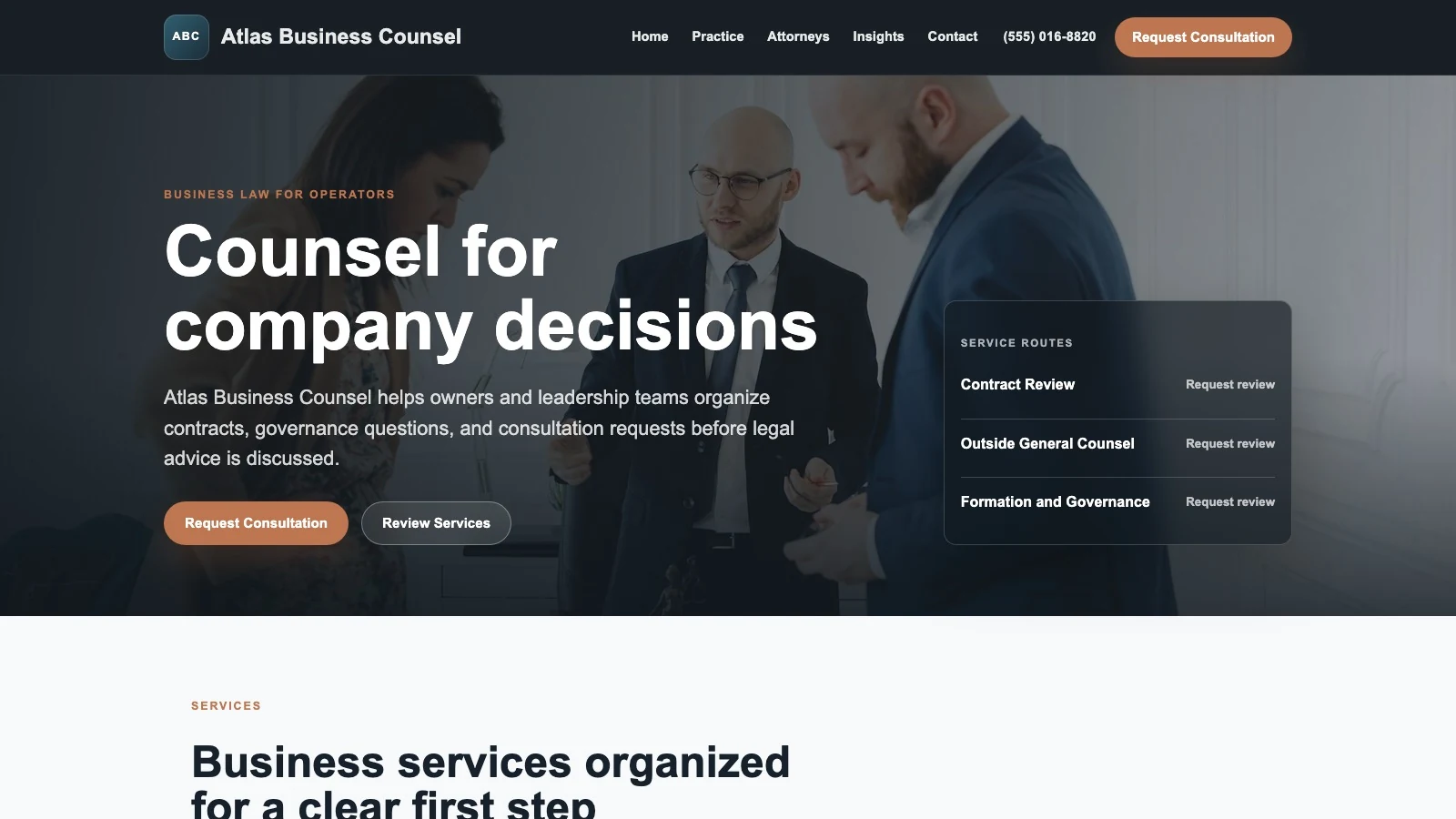 Business Counsel template preview
