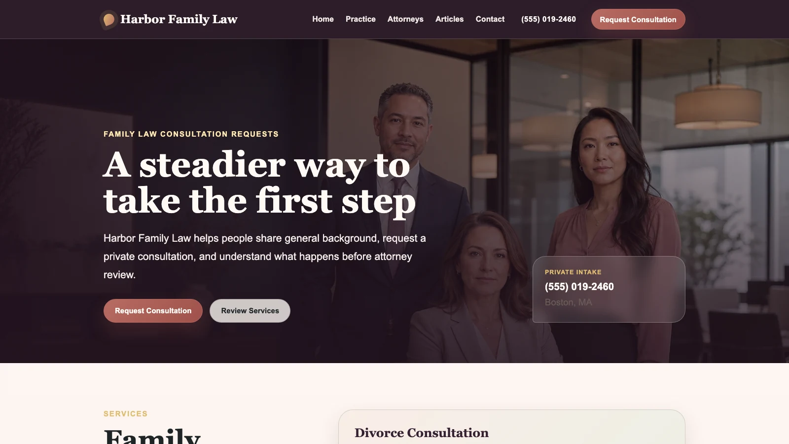Family Harbor template preview