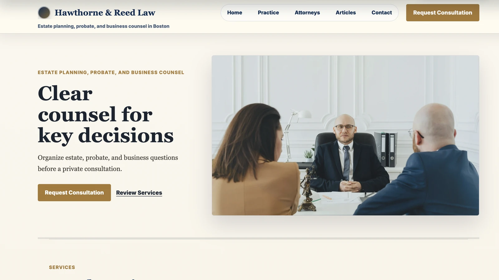 Heritage Counsel template preview
