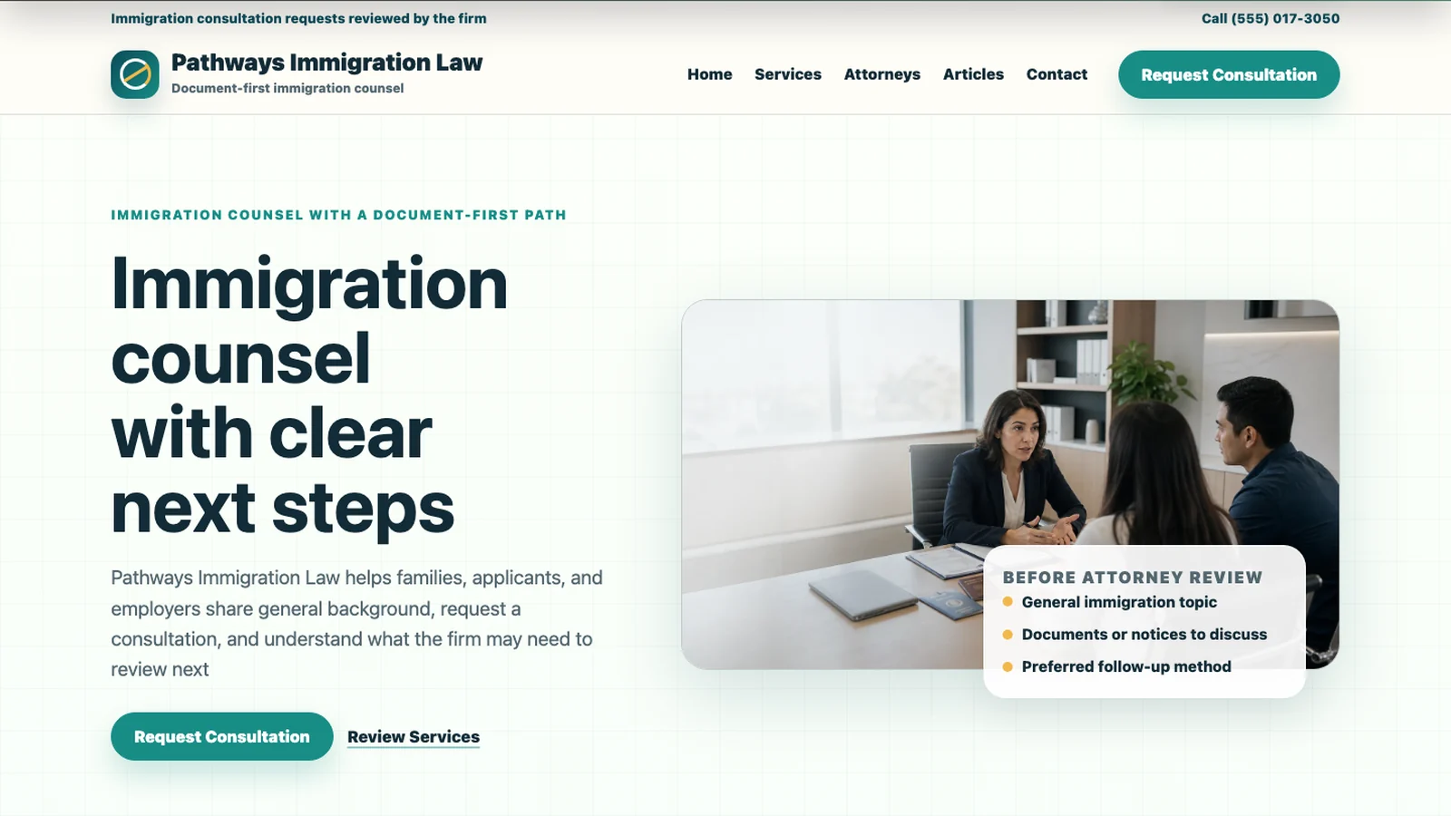 Immigration Pathways template preview