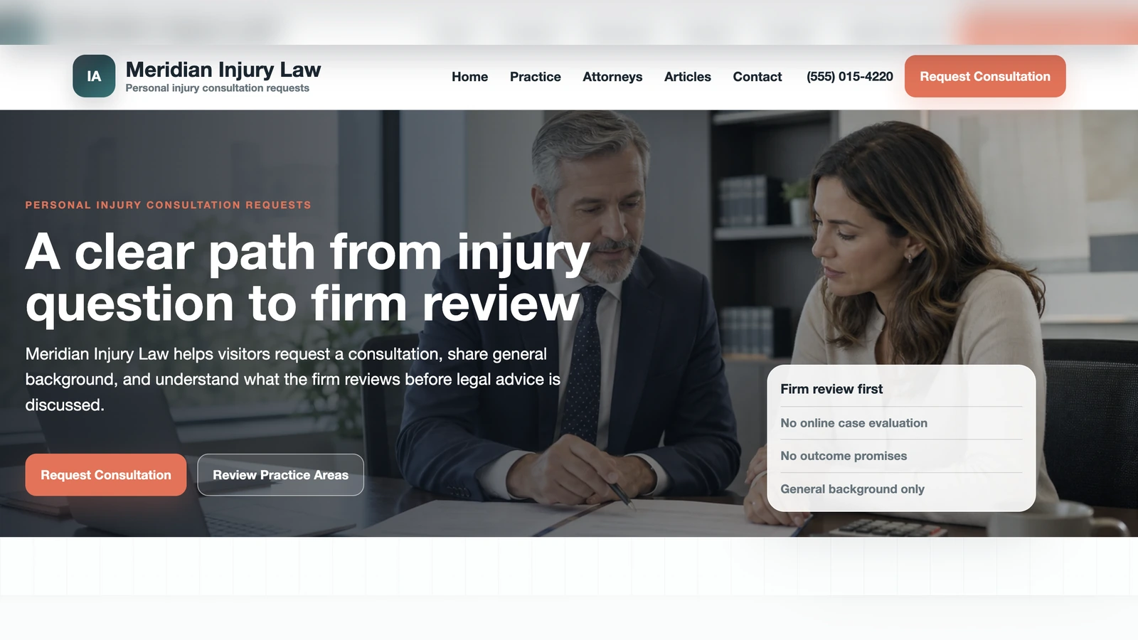 Injury Advocate template preview